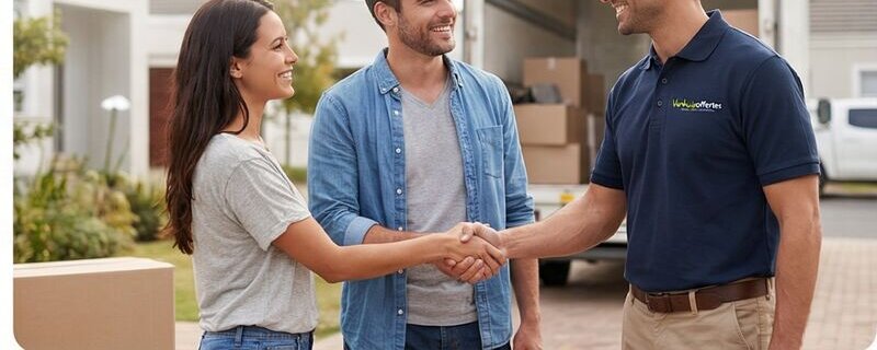 Tevreden klant schudt hand met verhuizer