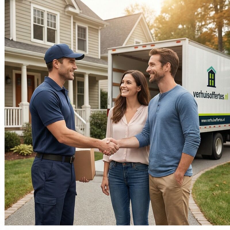Tevreden klant schudt hand met verhuizer